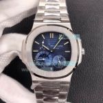PPF Factory Replica Patek Philippe Nautilus 5712G Moon Phase Date Watch SS Blue Dial